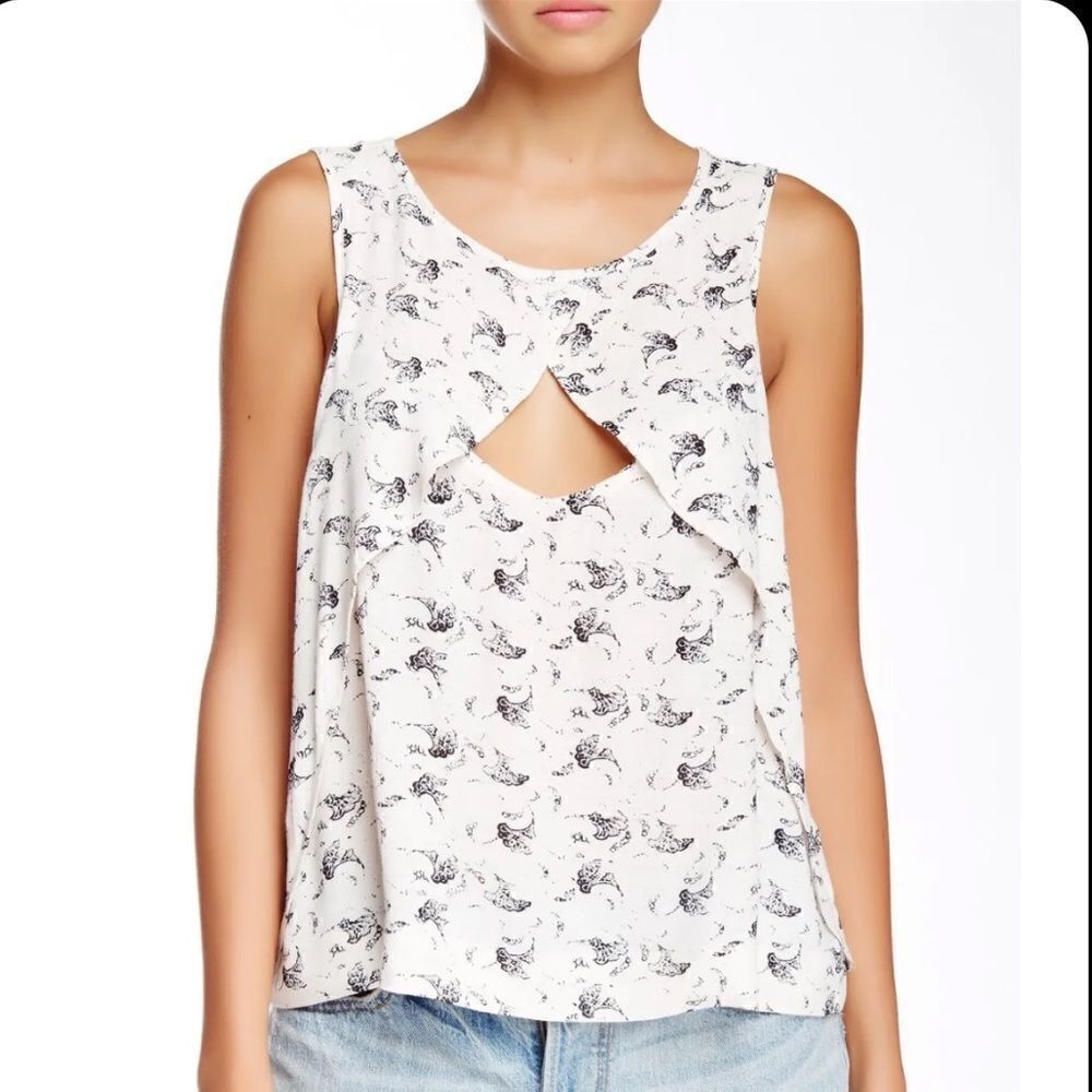 FREE PEOPLE Crinkle Printed Look Through Top in Tea Combo Size XS